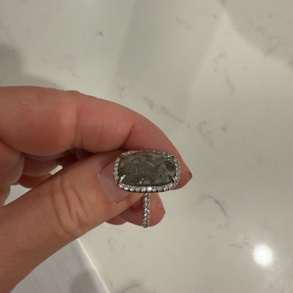 Unique 7.87ct Grey Diamond cushion cut ring with halo. - Picture 6 of 9